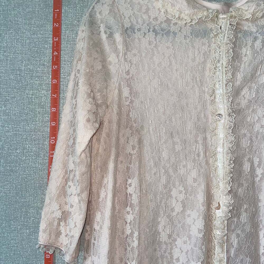 Vintage Miss Elaine Pink Lace Robe Dressing Gown - Picture 3 of 6